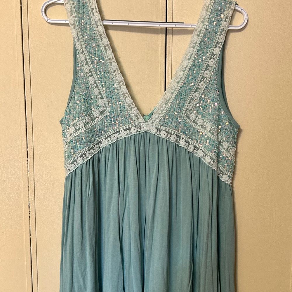 POL Teal Sequin Lace Tank Top - Picture 7 of 16